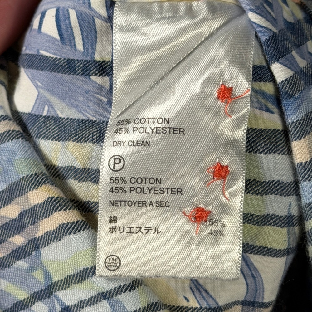Tommy Bahama Mens XL Blue Striped Tropical Floral Long Sleeve Button Front Shirt - Picture 9 of 12